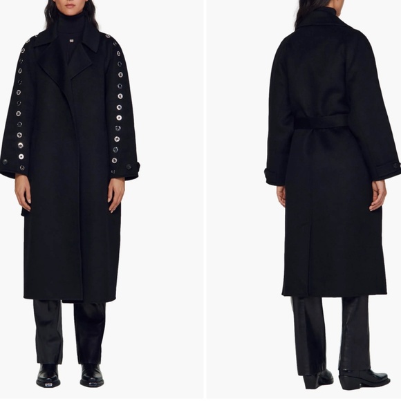 Daphny Grommet Accent Wool Blend Trench Coat - Picture 1 of 5